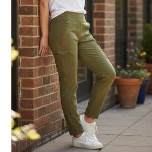 Athleta Headlands Hybrid Cargo II Tight Leggings Olive Green Hiking Pants W 12